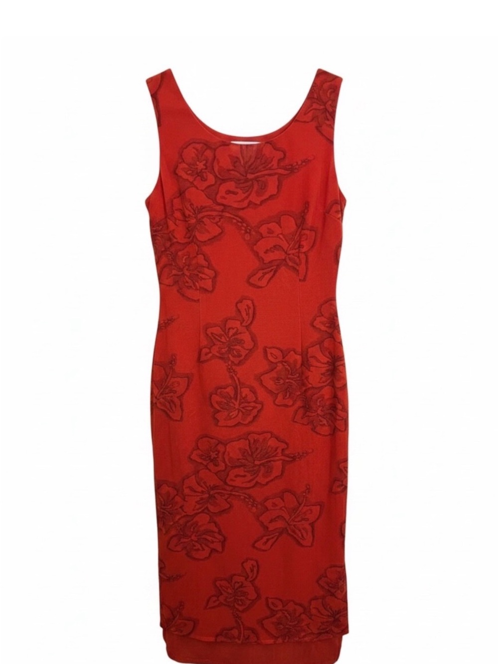 90's Vintage Apart Impressions Red Floral Sheath Dress Size 12